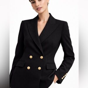 Massimo Dutti Black Blazer with Gold Buttons size 36